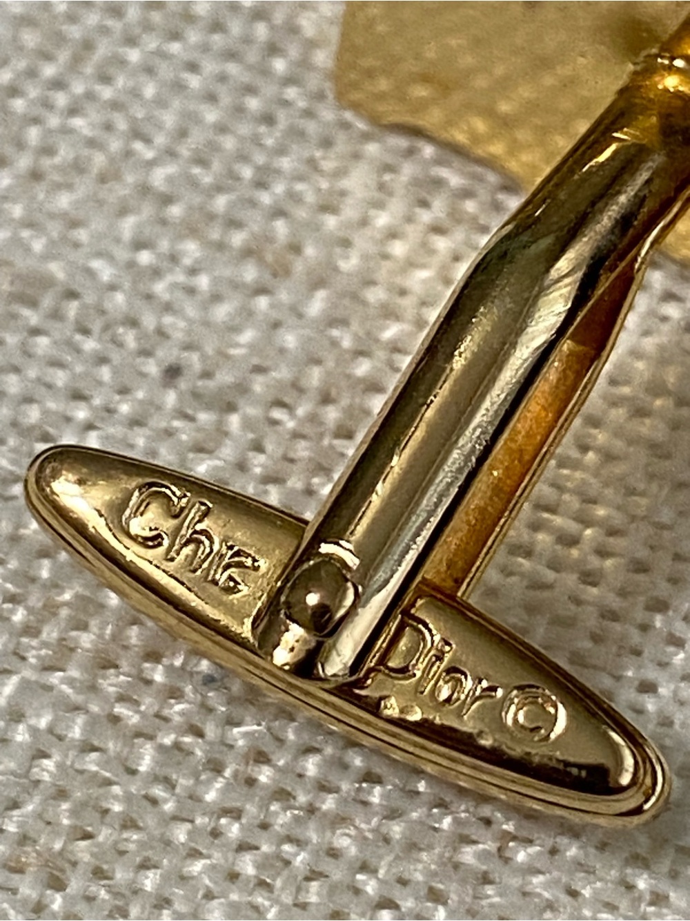 LKNW Vintage Christian Dior Cufflinks with Box Gold Tone Logo Basketweave - Picture 6 of 12